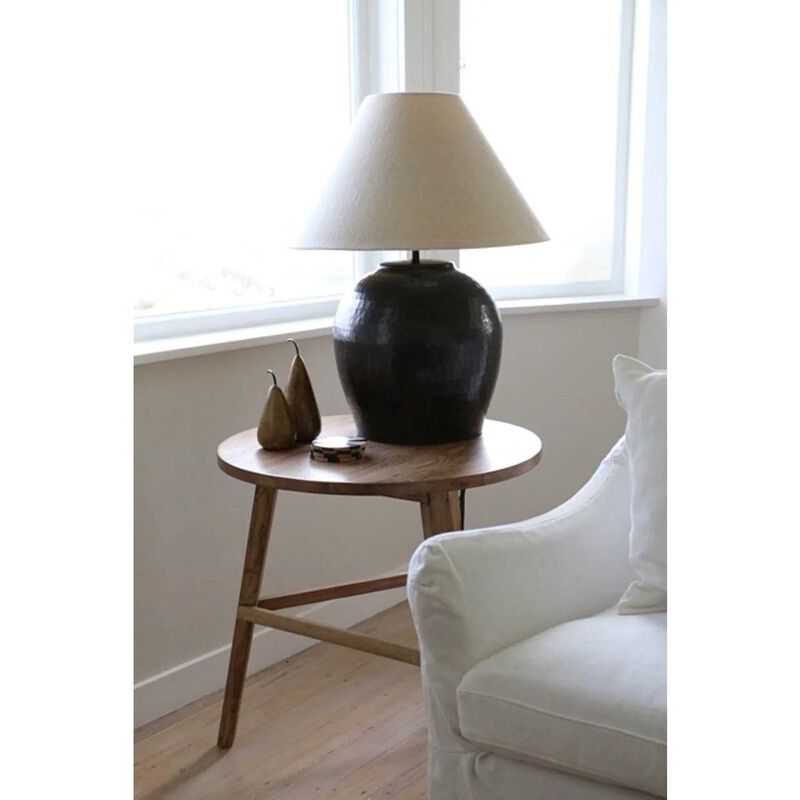 CC Interiors Romo Dark Bronze Lamp With Basket Weave Shade 46cm image number 2